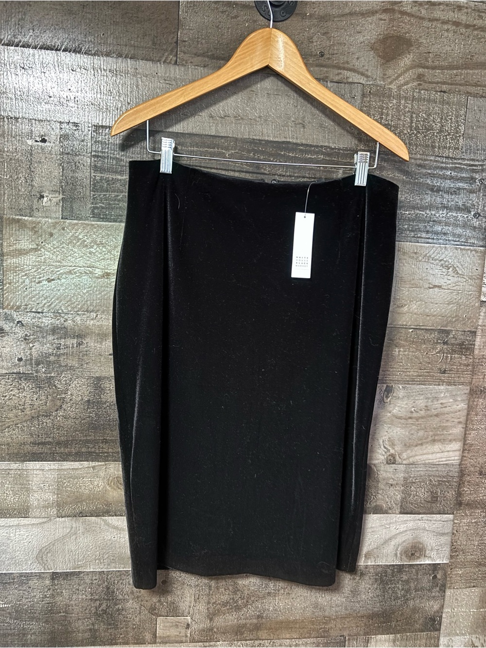 NWT White House Black Market Velour Midi Black Pencil Skirt 12